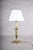 Metal Vintage Brass Candlestick Table Lamp with Pleated White Shade, 1960s For Sale - Image 7 of 14