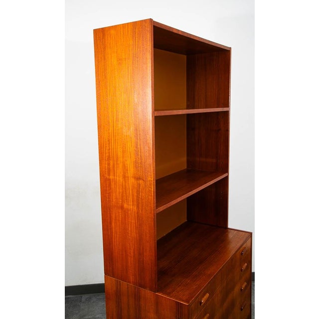 1960s Mid Century Danish Modern Bookshelf Cabinet Teak Shelves 5 Drawers Shelves MCM For Sale - Image 5 of 12