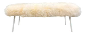 White Yeti Real Sheepskin Bench by Area Design