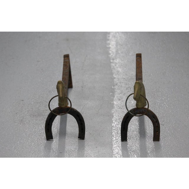 Gold Horse Decor Fireplace Andirons, 1950s, Set of 2 For Sale - Image 15 of 18