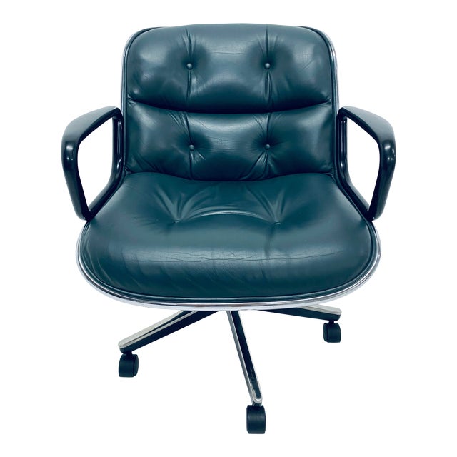 Charles Pollock Hunter Green Leather Desk Chair For Knoll Chairish