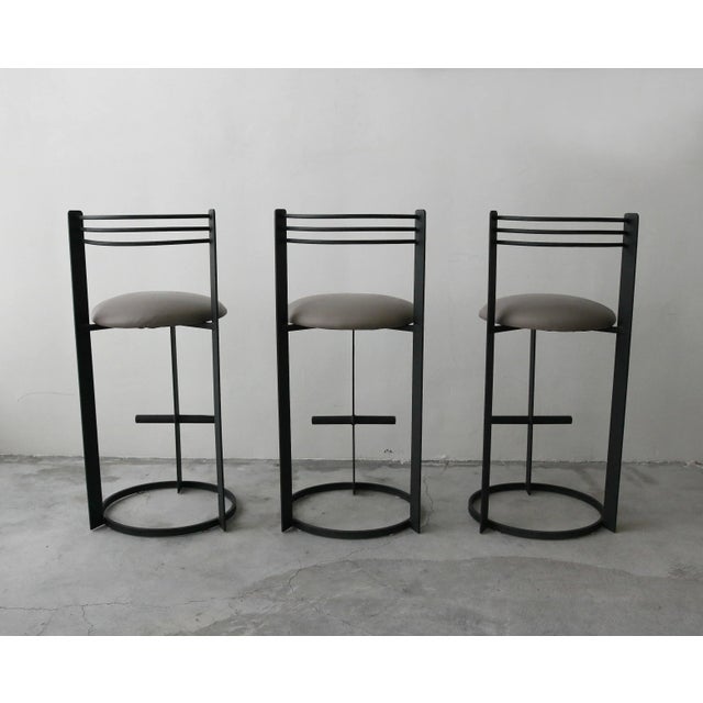1990s Postmodern Minimalist Bar Stools - Set of 3 For Sale - Image 4 of 8