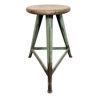 Industrial Green Workshop Stool, 1960s For Sale