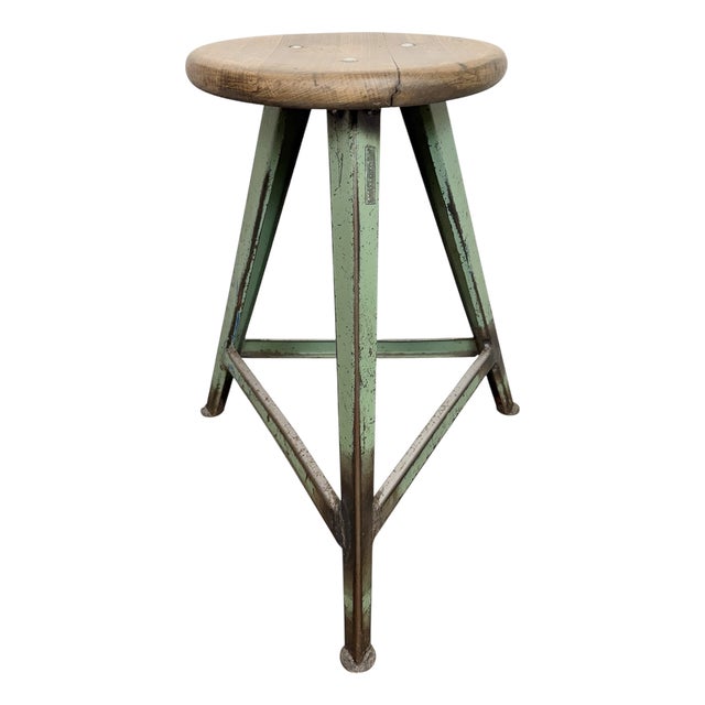 Industrial Green Workshop Stool, 1960s For Sale