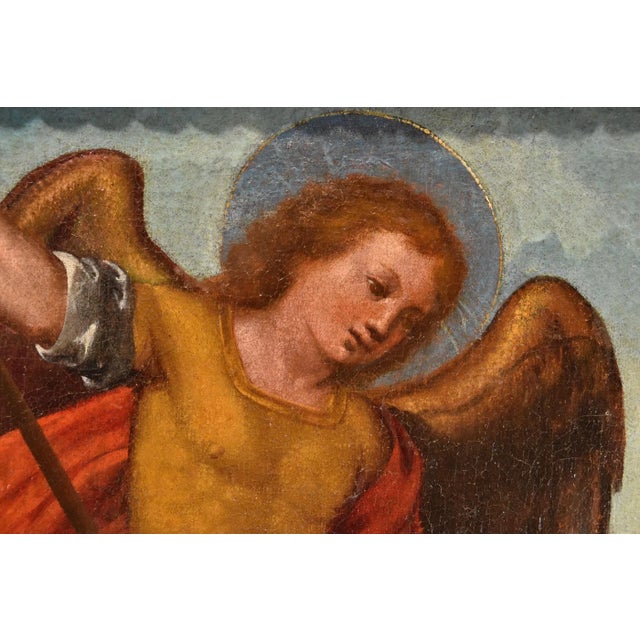 Tuscan School Artist, Saint Michael the Archangel, 1580, Oil on Canvas, Framed For Sale - Image 6 of 16