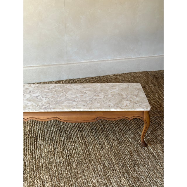 Mid 20th Century 1950s French Provincial Marble and Carved Maple Coffee Table For Sale - Image 5 of 14