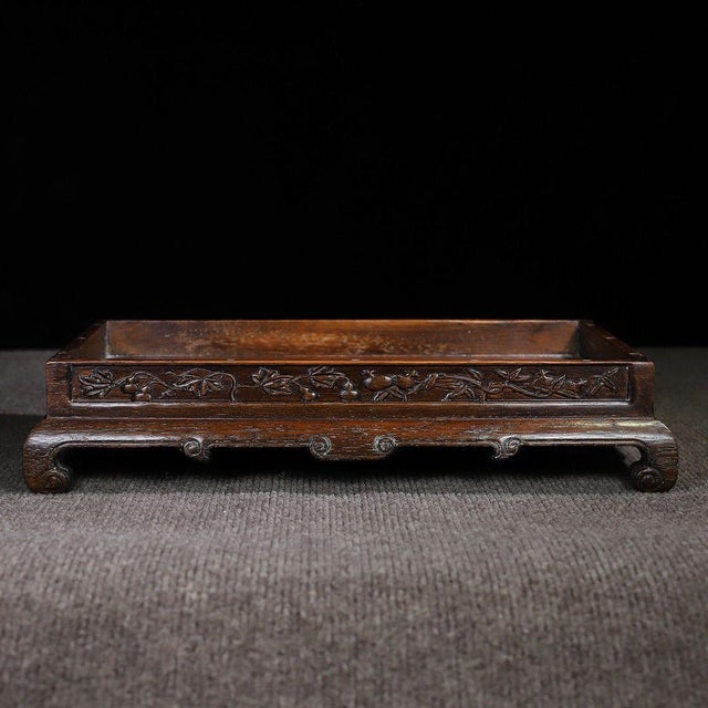Late 20th Century Huali Rosewood Tray Inlaid With Mother-of-Pearl For Sale - Image 5 of 10