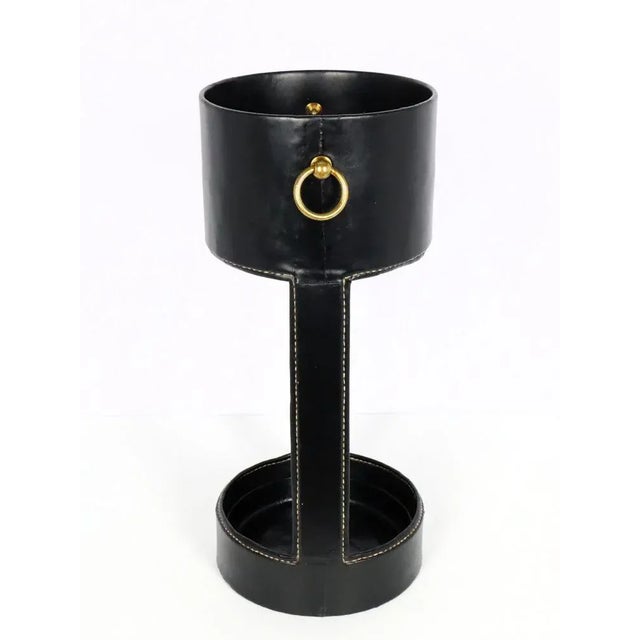 Black Vintage Umbrella Stand by Jacques Adnet, 1950 For Sale - Image 8 of 13