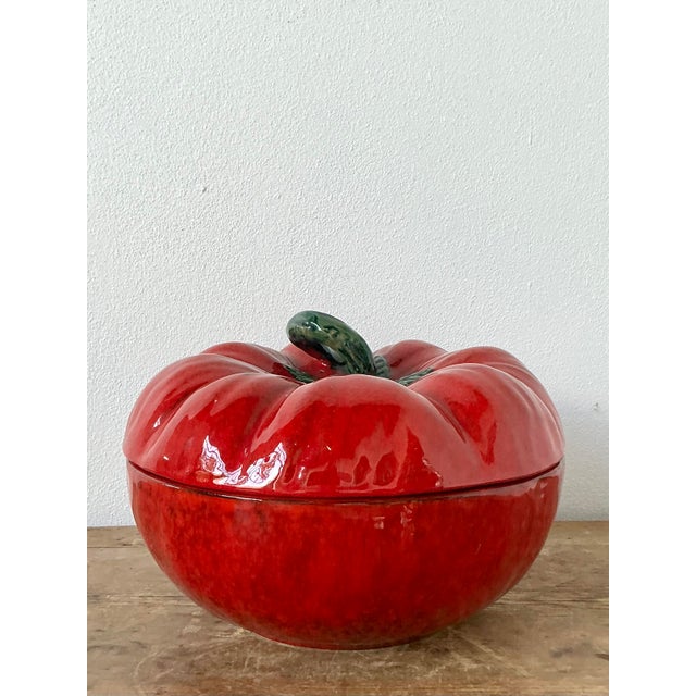 Mid 20th Century Vintage 1960s Italian Glazed Ceramic Tomato Tureen For Sale - Image 5 of 10