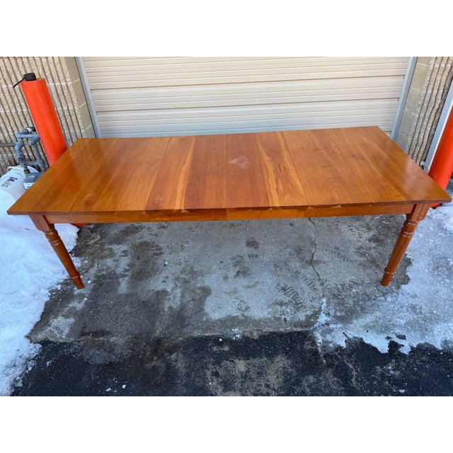 Custom Made Farm Style Solid Cherry Natural Finish Dining Table & 2 Leaves.by Ohio Amish For Sale - Image 10 of 12