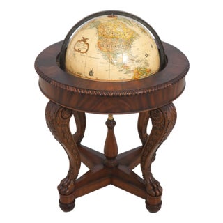 Maitland Smith Mahogany World Globe on Stand For Sale