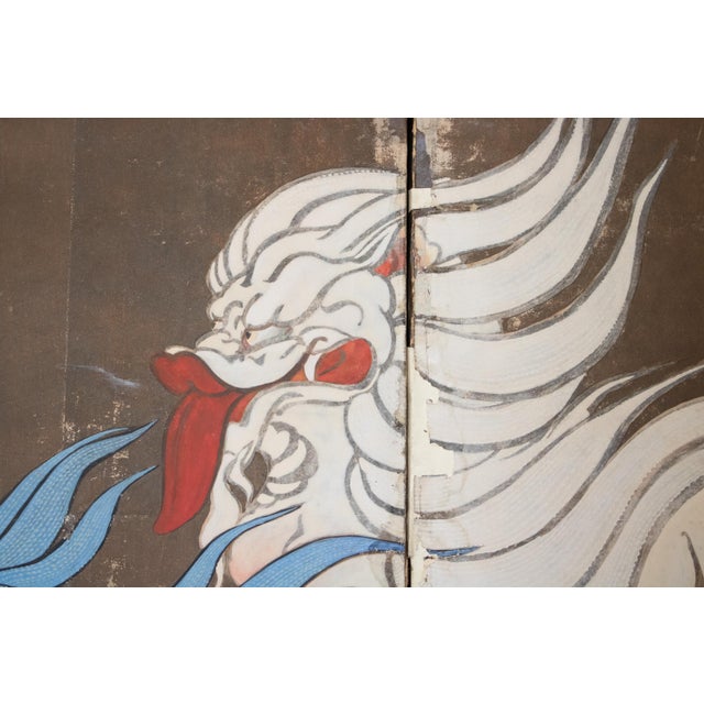 Large Meiji to Early Showa Japanese 8-Panel Painted Byobu Screen "Celestial Maiden" For Sale - Image 12 of 18