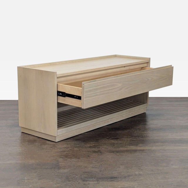 Modern Crate & Barrel Batten Storage Bench For Sale - Image 3 of 10