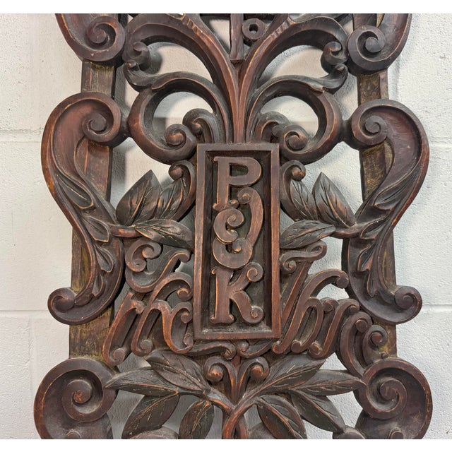 19th Century Large Antique 19th Century Carved Wood Architectural Salvage Pediment Sculpture For Sale - Image 5 of 12