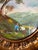 Sky Blue Vintage French Miniature Oil Painting, Signed Bucolic Landscape in Original Oval Gilt Frame For Sale - Image 8 of 10