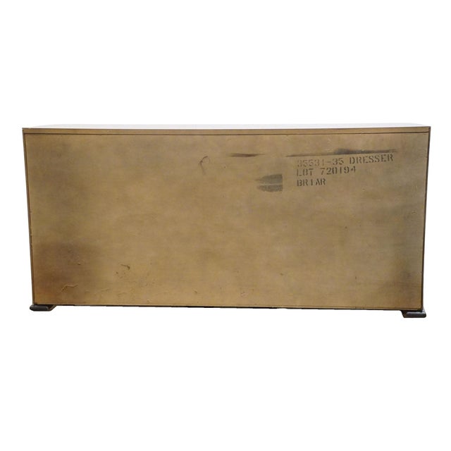 Hickory White Briar Collection Burled Walnut Contemporary Modern / Art Deco 61" Double Dresser 35531-35 For Sale - Image 11 of 13
