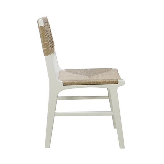 Worlds Away Matthew Izzo Home Monroe Rattan Wrapped White Wood Dining Chair For Sale - Image 4 of 8