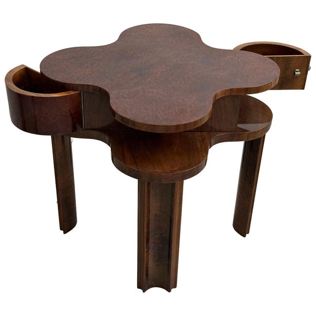 Art-Deco Walnut Coffee Table with Drawers, 1930s For Sale - Image 3 of 11