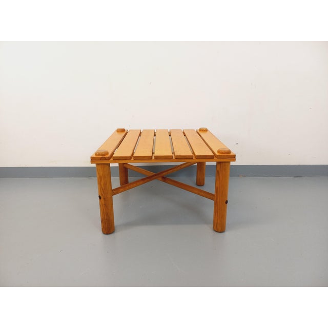 Vintage Square Coffee Table in Pine, 1970s For Sale - Image 11 of 16