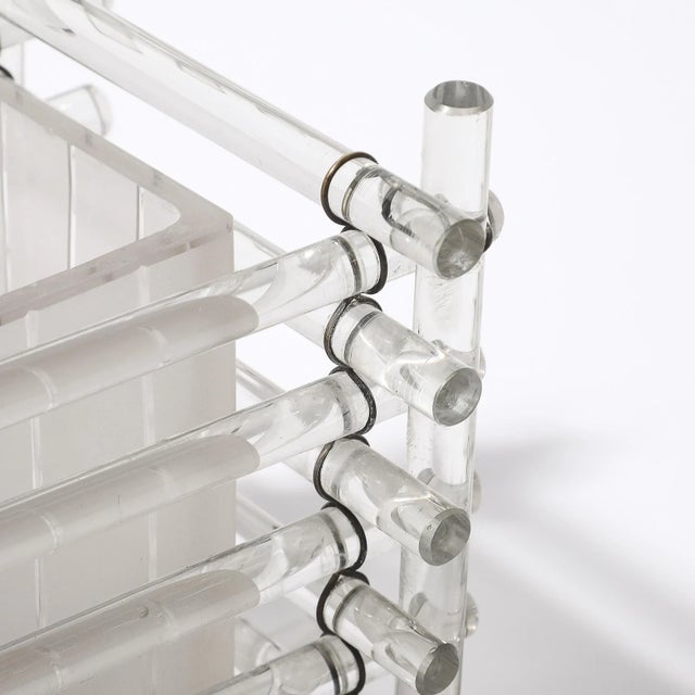 Art Deco Glass Rod & Frosted Square Glass Rod Cachepot For Sale - Image 18 of 18