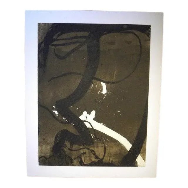 Black Set of Original Signed Mid Century Abstract Paintings by Francine Simonin For Sale - Image 8 of 12
