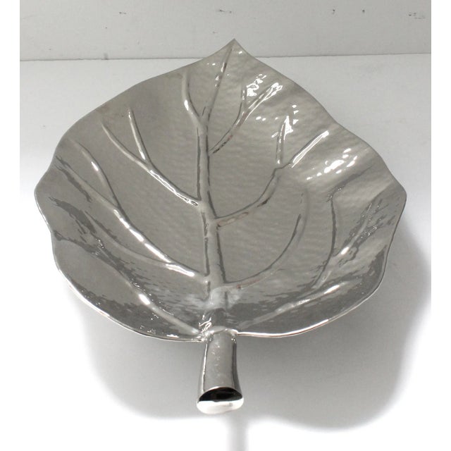 Silver Nickel Plated Leaf Form Serving Tray For Sale - Image 8 of 13