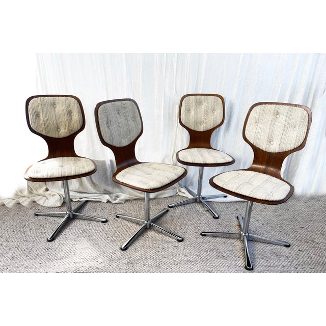Mid-Century Dining Chairs in Mahogany Veneer & Chrome Base by Tacke, Germany, 1960s, Set of 4 For Sale - Image 17 of 18