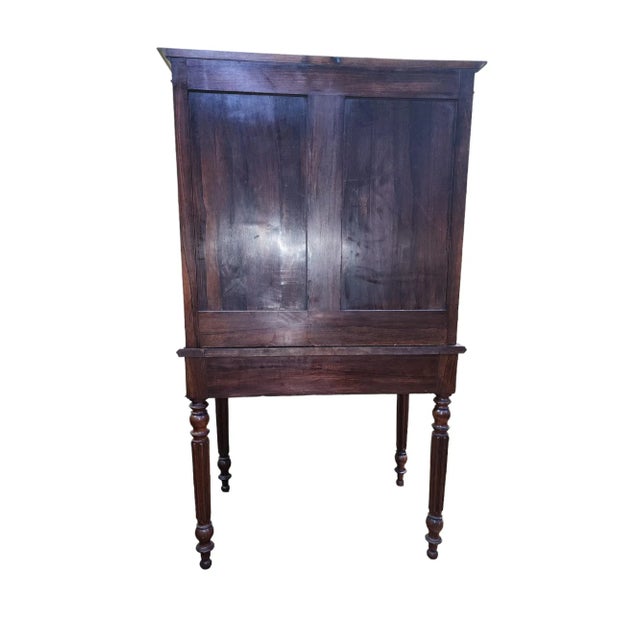 Early 1900s Dutch Rosewood Bonheur Du Jour Writing Desk and Mirrored Cabinet For Sale In Atlanta - Image 6 of 7
