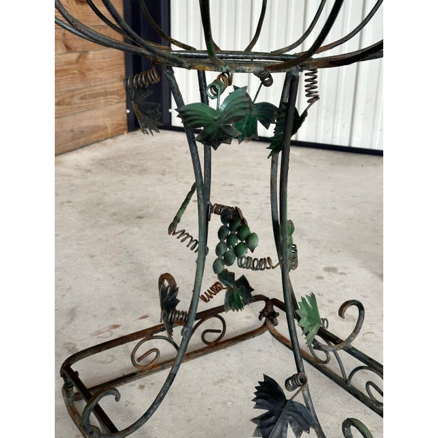 Black Pair of Antique French Wrought Iron Garden Urn Planters With Grapevine Motif For Sale - Image 8 of 12