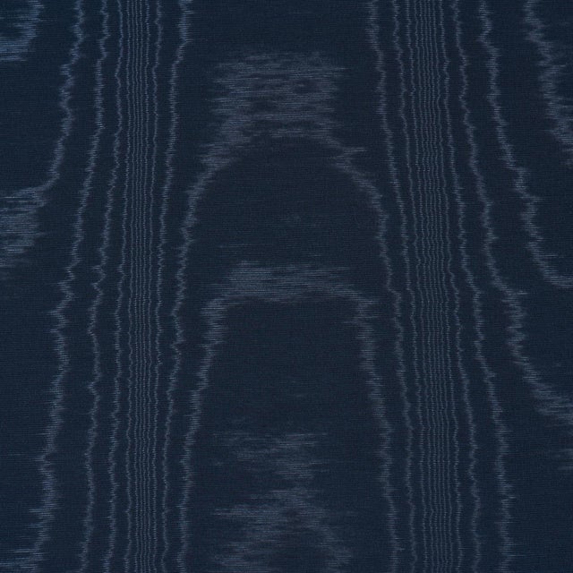 Traditional Sample - Schumacher Washington Moiré Fabric In Navy For Sale - Image 3 of 5