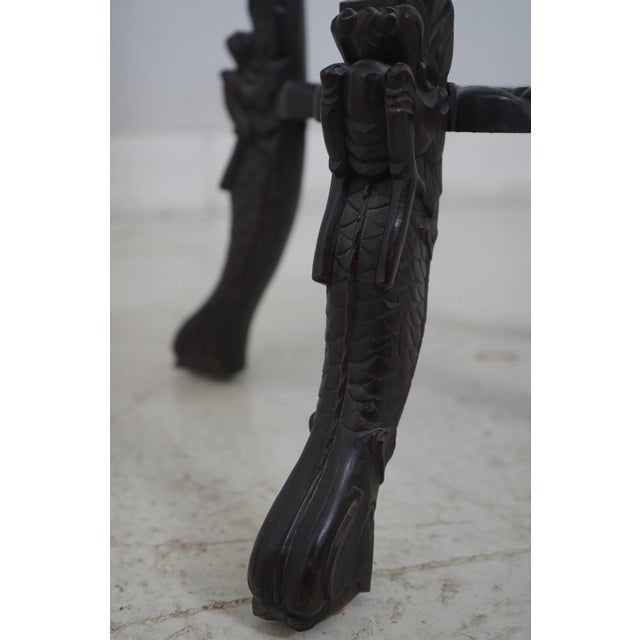 Wood Antique Chinese Carved Rosewood Marble Top Plant Stand For Sale - Image 7 of 14