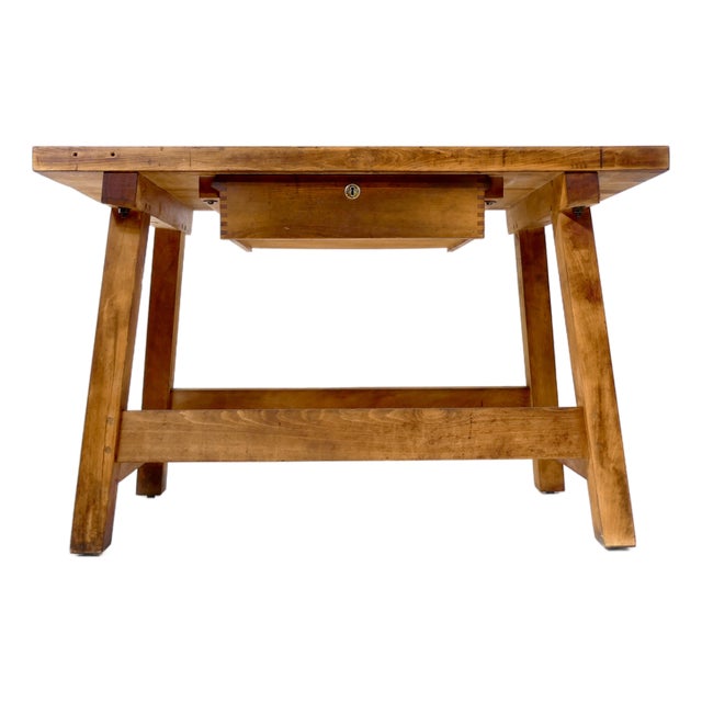 Vintage Swiss Workbench in Beech, 1930s For Sale