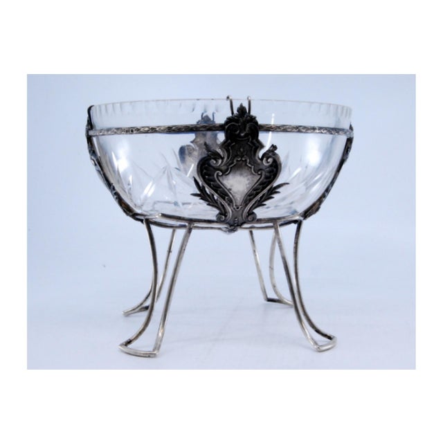Bonboneiro with Silver Structure and Cut Glass Supported by Palms For Sale - Image 3 of 5