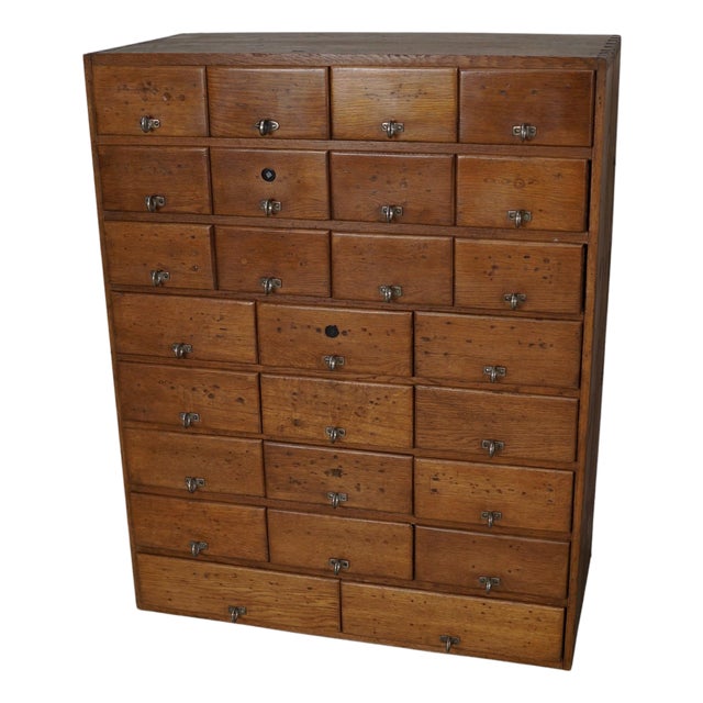 Vintage German Apothecary Cabinet in Pine and Oak, 1950s For Sale