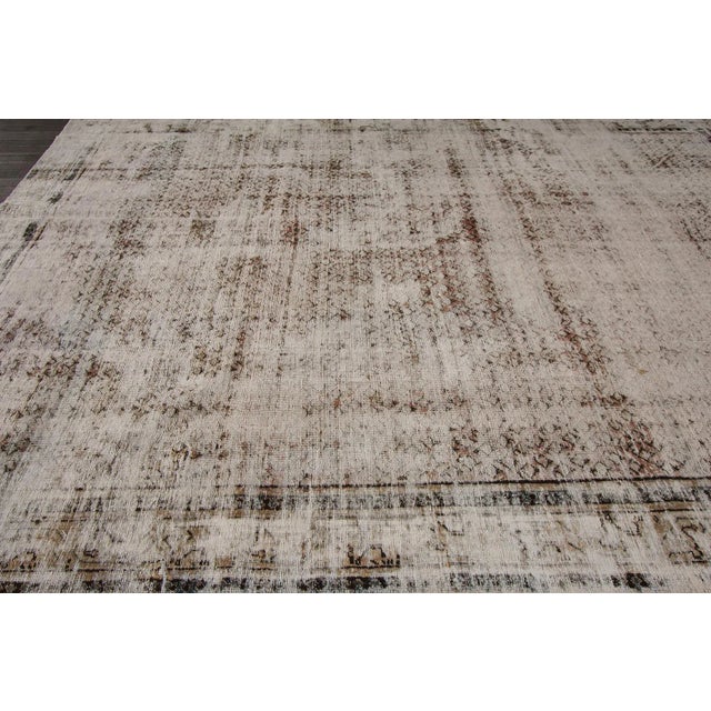 Abstract Vintage Distressed Persian Tabriz Rug For Sale - Image 3 of 8