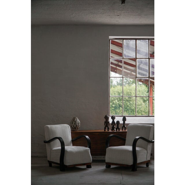 Set of Swedish Art Deco Lounge Chairs with Curved Armrests, 1930s For Sale - Image 3 of 17