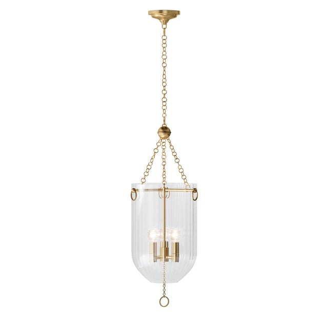 Regina Andrew Roxie Fluted Glass Pendant, Natural Brass For Sale - Image 9 of 9