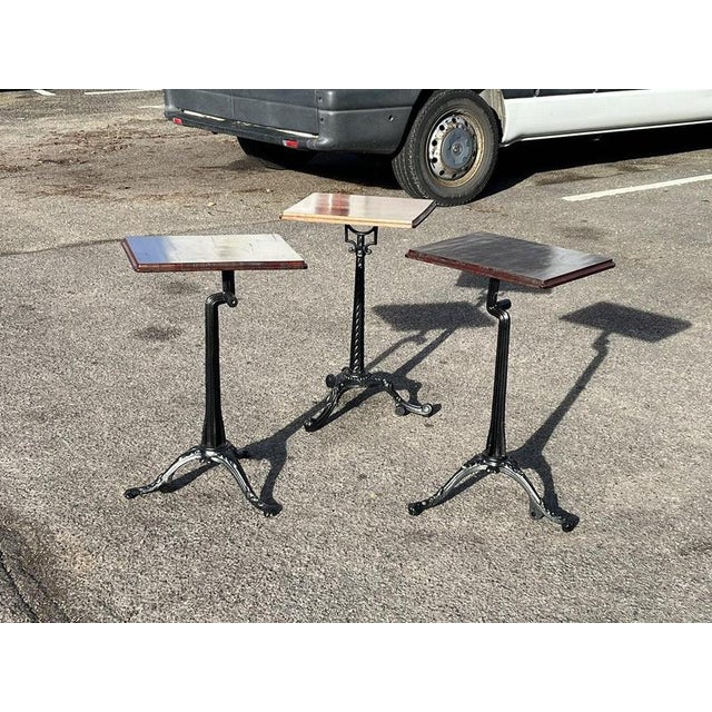 Industrial Factory Edwardian Metal Cast Iron & Wood Machinists Tables, Set of 3 For Sale - Image 12 of 18