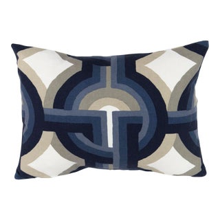 Contemporary Blue Geometric Pillows For Sale