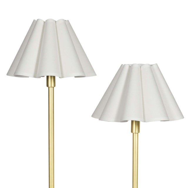 Metal Regina Andrew Polly Double Arm Table Lamp, Natural Brass with Linen Scalloped Shade For Sale - Image 7 of 8