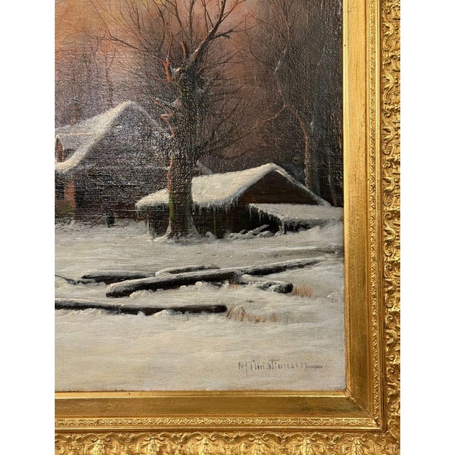 Wood Nils Hans Christiansen Winter Landscape Painting. Denmark, Early 20th Century. For Sale - Image 7 of 16