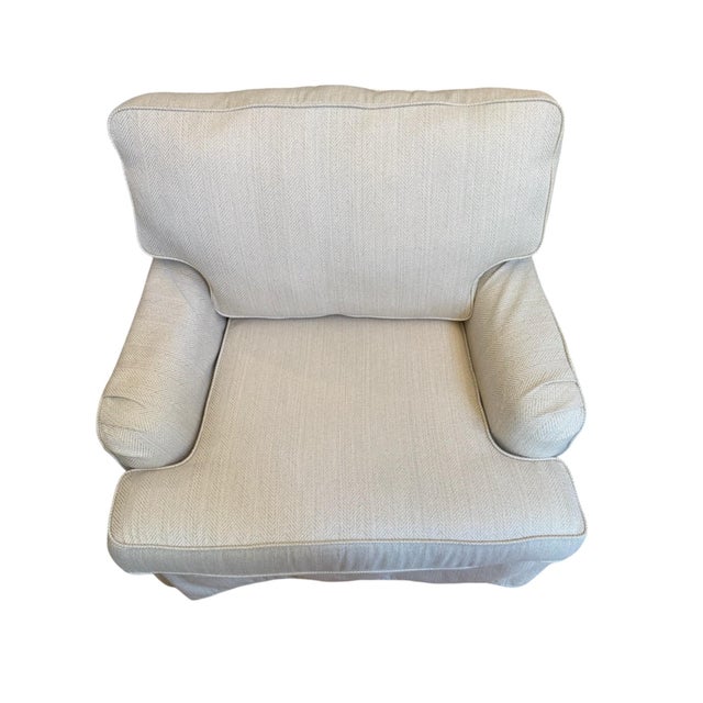English Pottery Barn SoMa Hawthorne English Slip Cover Club Chair - A Pair For Sale - Image 3 of 12