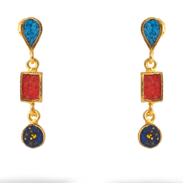 Asian Trinity Gemstone Harmony Earrings For Sale - Image 3 of 7