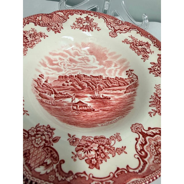 Johnson Brothers Red Transferware Rimmed Soup Bowls Set of 4 For Sale In Jacksonville, FL - Image 6 of 6