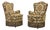 Small Danish Armchairs in Brown/Beige Furniture Fabric, 1970s, Set of 2 For Sale