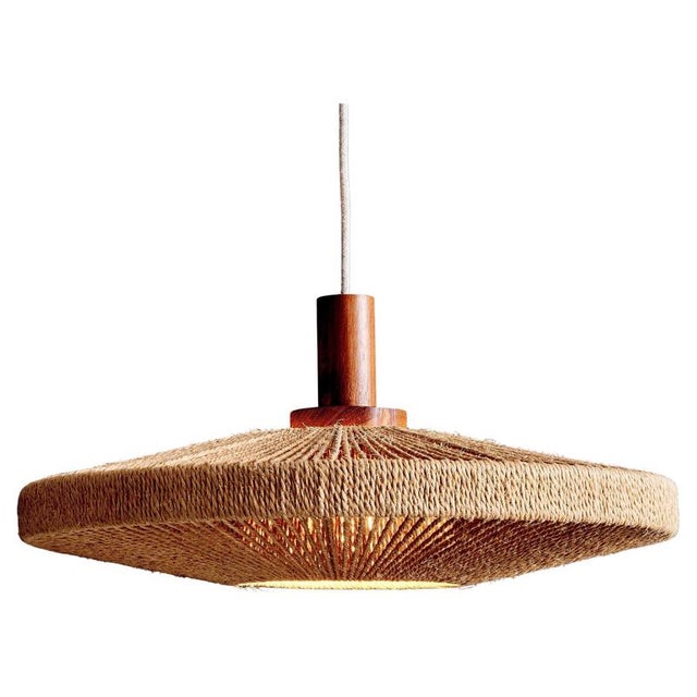 UFO Disc Pendant with Teakwood Centerpiece from Temde Leuchten, Germany, 1970s For Sale - Image 17 of 17