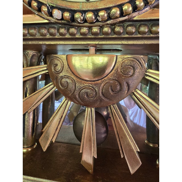 Vintage Pre Mid Century Gold Leaf Wood Swedish Clock For Sale - Image 10 of 10