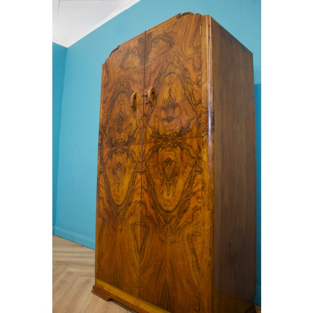Vintage Art Deco Burr Walnut Compact Wardrobe, 1930s For Sale - Image 6 of 10