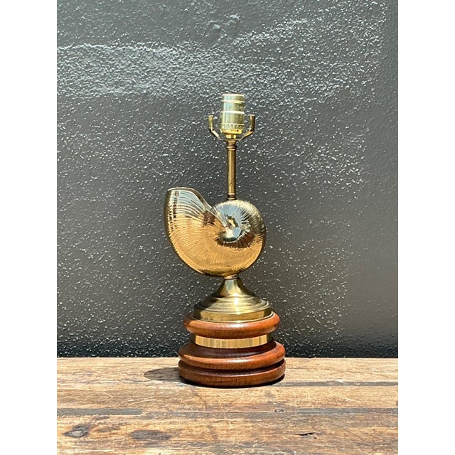 Vintage Brass Nautilus Shell Table Lamp For Sale - Image 16 of 16