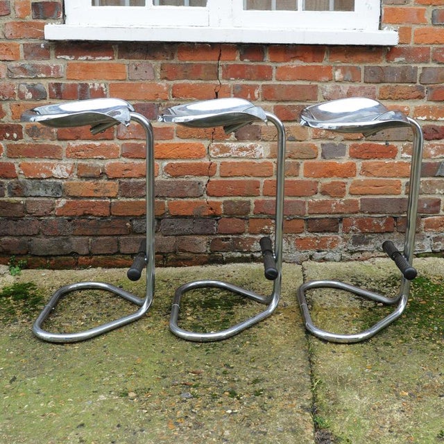 Vintage Chrome Tractor Stool attributed to Rodney Kinsman for Omk Design, 1960s, Set of 3 For Sale - Image 3 of 13